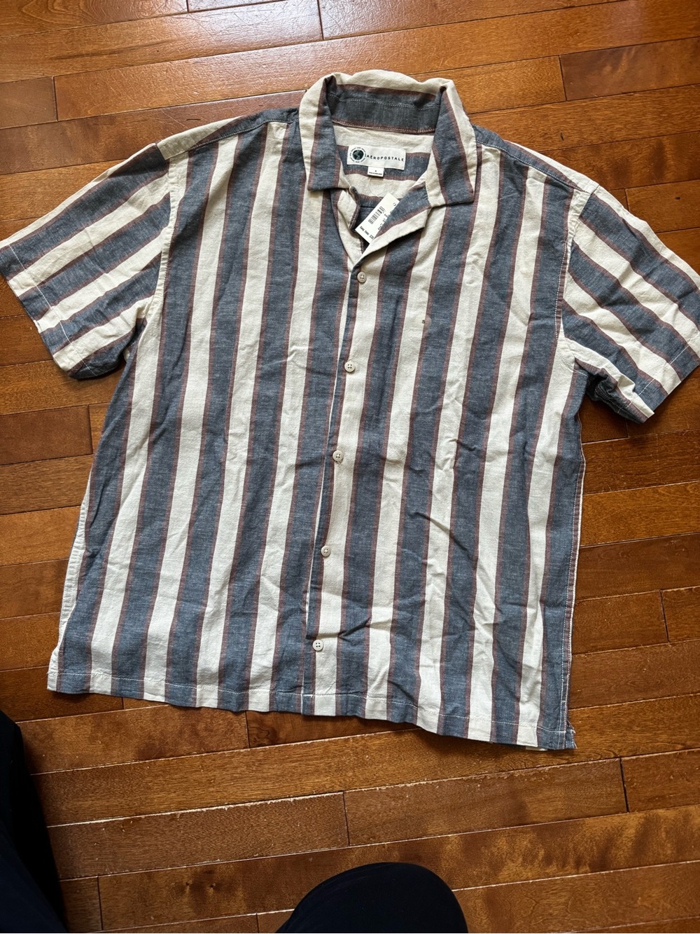 NEW Mens Aeropostale Striped Short-Sleeve Button-Up Shirt
